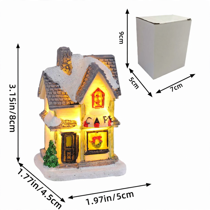 Decorative illuminated Christmas house made of resin