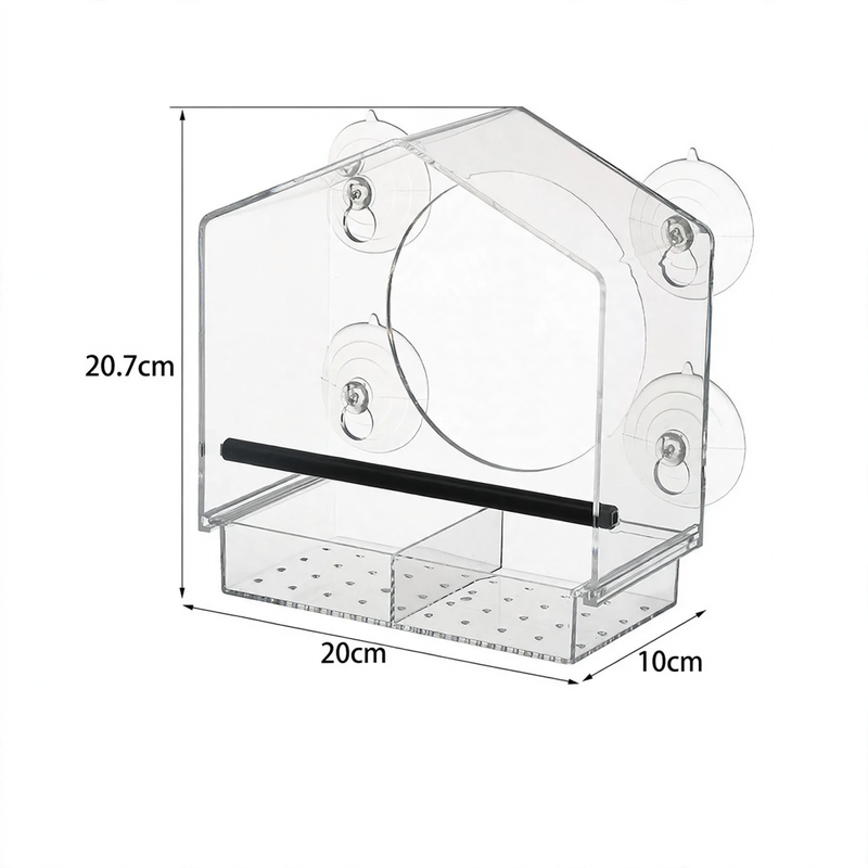 Transparent Acrylic Bird Feeder with Suction Cup