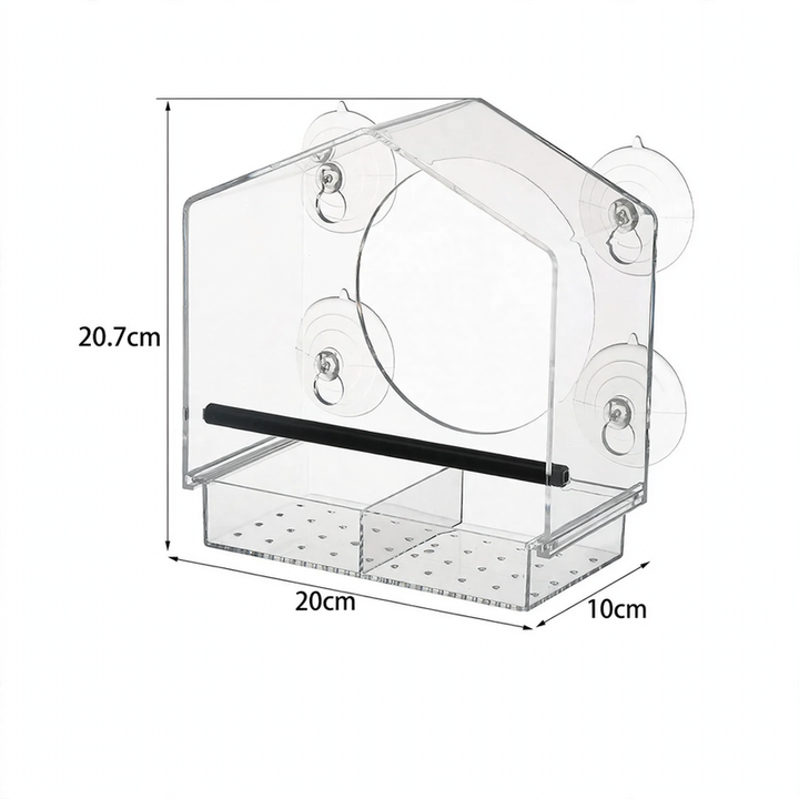 Transparent Acrylic Bird Feeder with Suction Cup