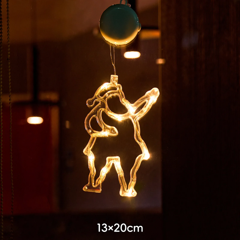 LED window light with suction cup, festive design