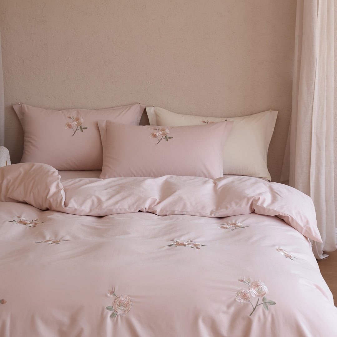 Cotton bedding set, 4-piece, long-staple cotton