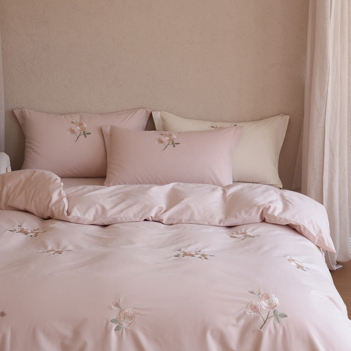Cotton bedding set, 4-piece, long-staple cotton