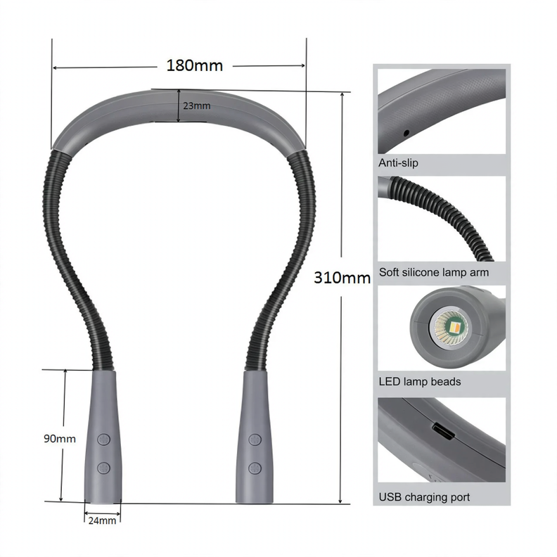 Wearable LED Neck Light for Reading and Sports