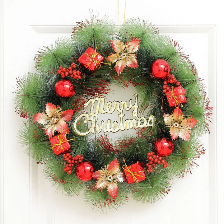 Illuminated Christmas wreath with hanging