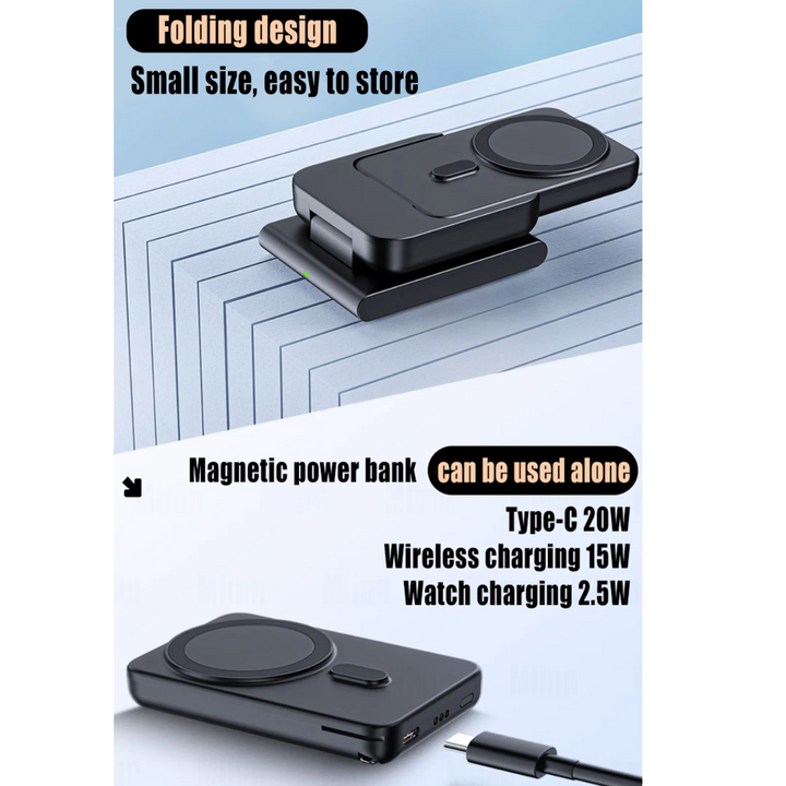 BowLift | 3in1 Magnetic Fast Charging Magsafe Power Bank Station
