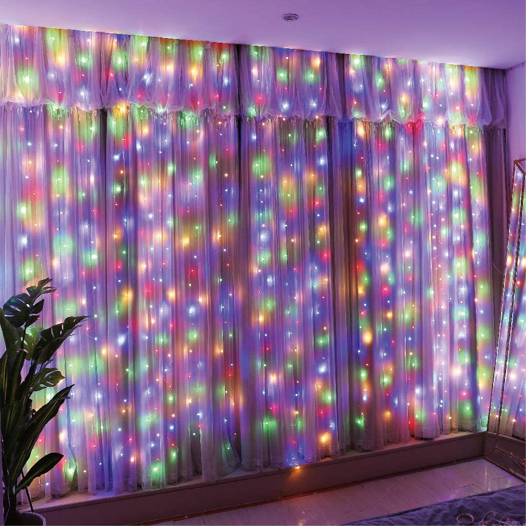 LED Copper Wire Curtain String Lights with Remote Control
