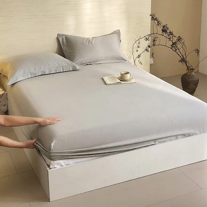 Cotton fitted sheet with fleece surface, 150 cm