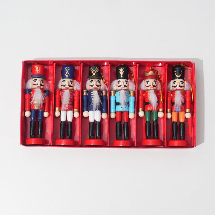 Nutcracker Pendant made of Wood, 12 cm, Set of 5