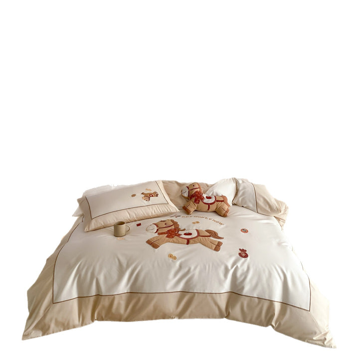 Cotton bedding set, 100 thread count, embroidered