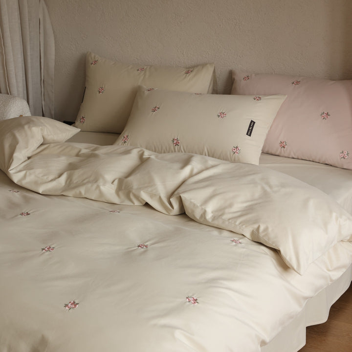 Cotton bedding set, 4-piece, long-staple cotton