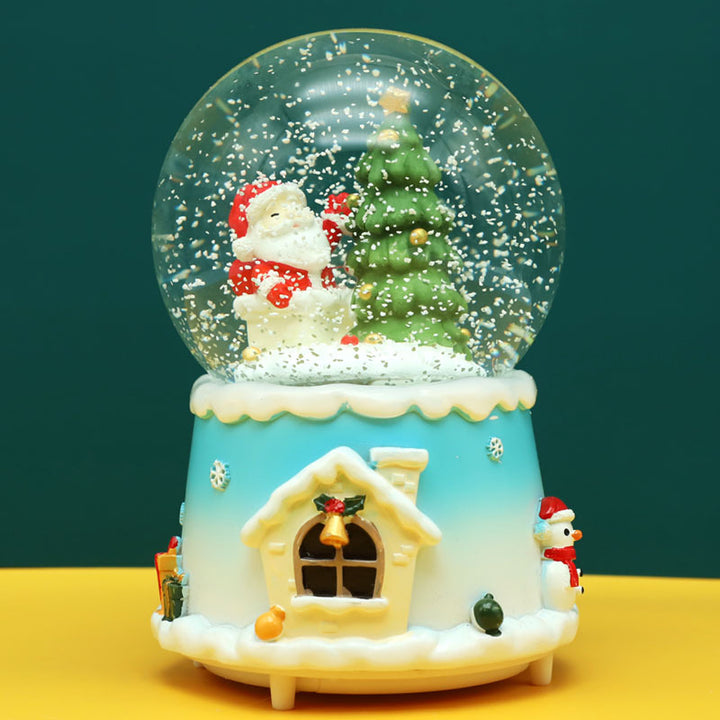 Decorative snow globe music box with light and music
