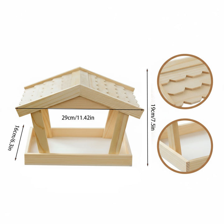 Hanging birdhouse made of solid wood for outdoor use