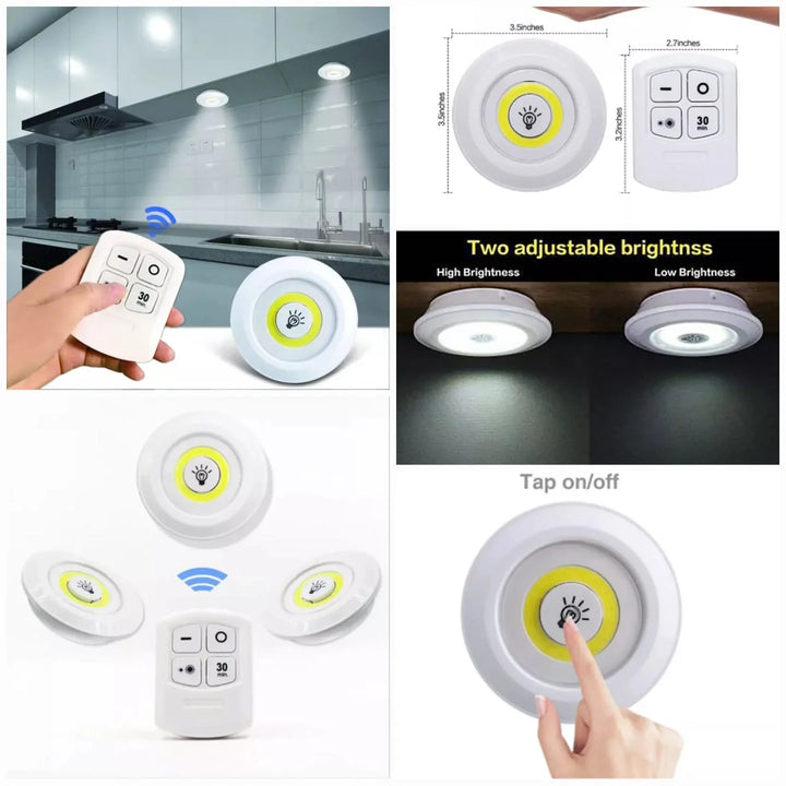 3 Pcs Wireless LED Lights Closet Lights with Remote Control Bowlift