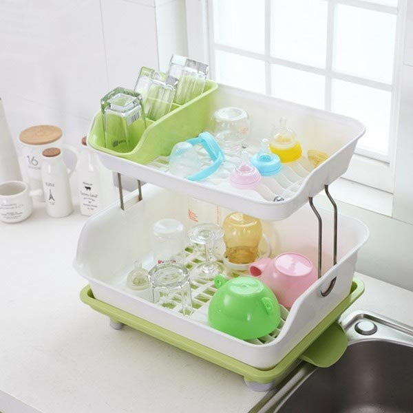 2-Tier Dish Drying Storage Drain Rack Bowlift