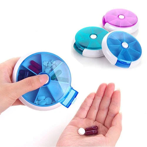 Plastic Pill Storage Organizer - Pills Round Case Box For Traveling Bowlift