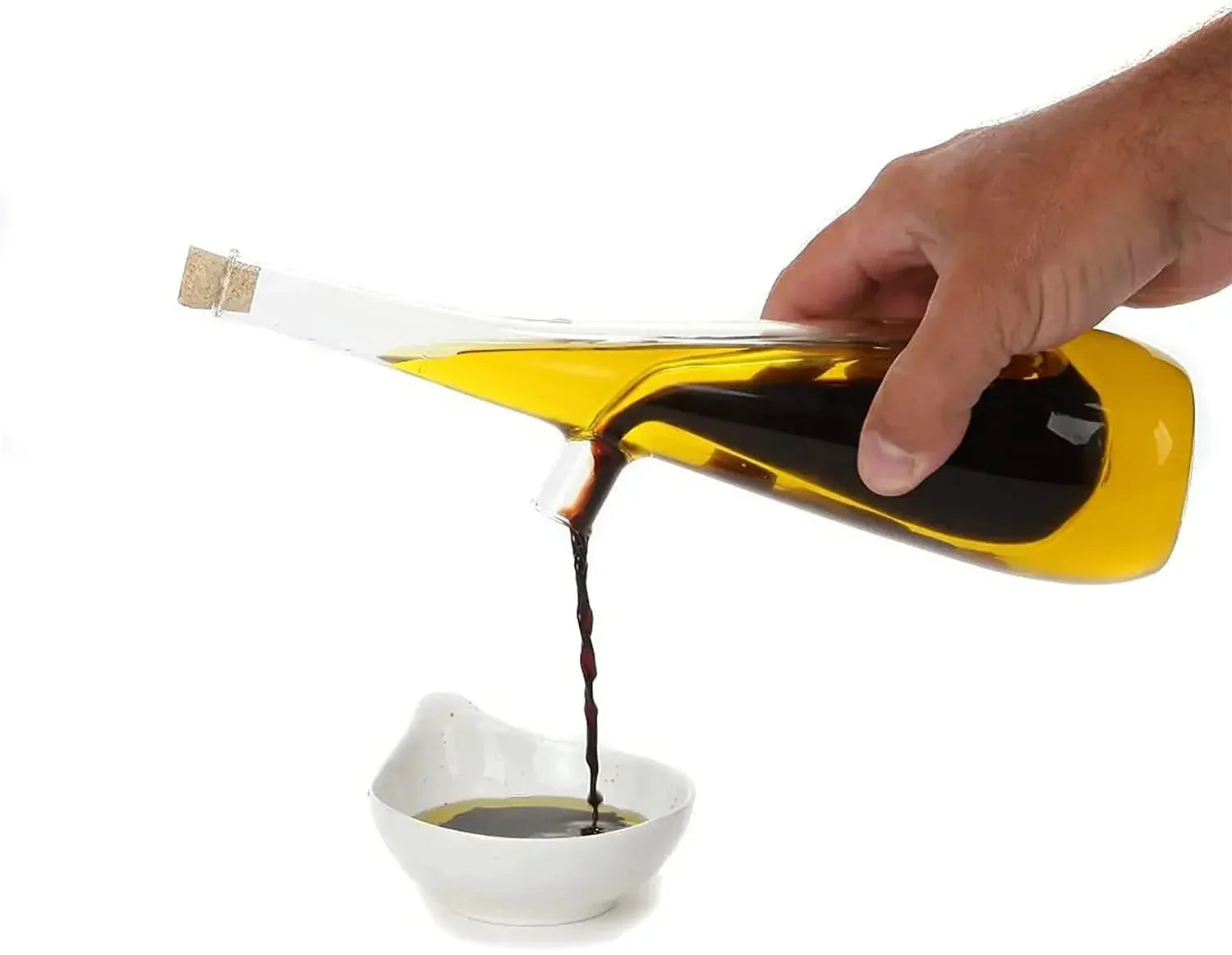 2 In 1 Double Layer Glass Olive Oil Bottle with Stopper Double Pourer | Bowlift