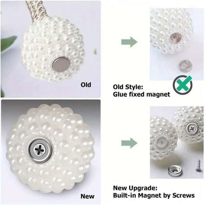 BowLift | 2-Piece: Magnetic Curtain Ties with Artificial Pearls