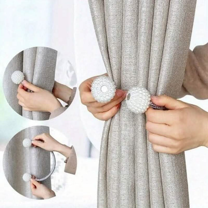 BowLift | 2-Piece: Magnetic Curtain Ties with Artificial Pearls