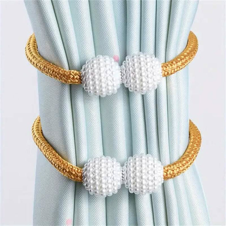 BowLift | 2-Piece: Magnetic Curtain Ties with Artificial Pearls