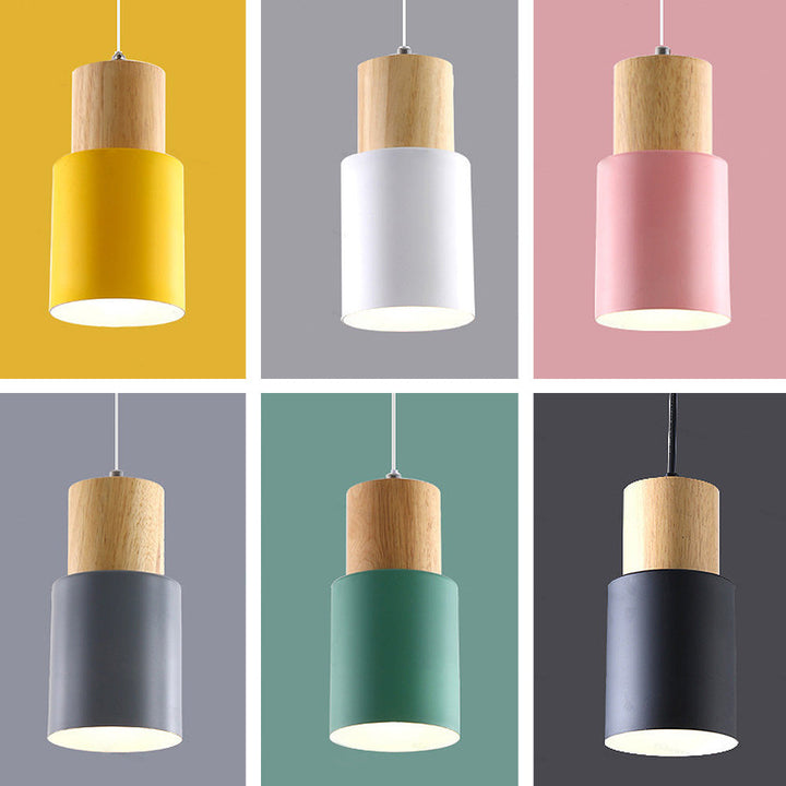 BowLift | Pendant Light Modern Wood Black Cylinder Fixture