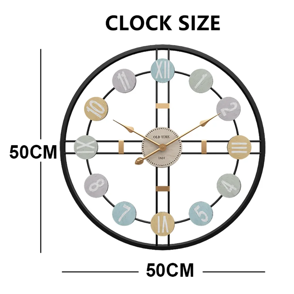 BowLift | StilTijd – Large Vintage Wall Clock with Roman Numbers and Metal Frame