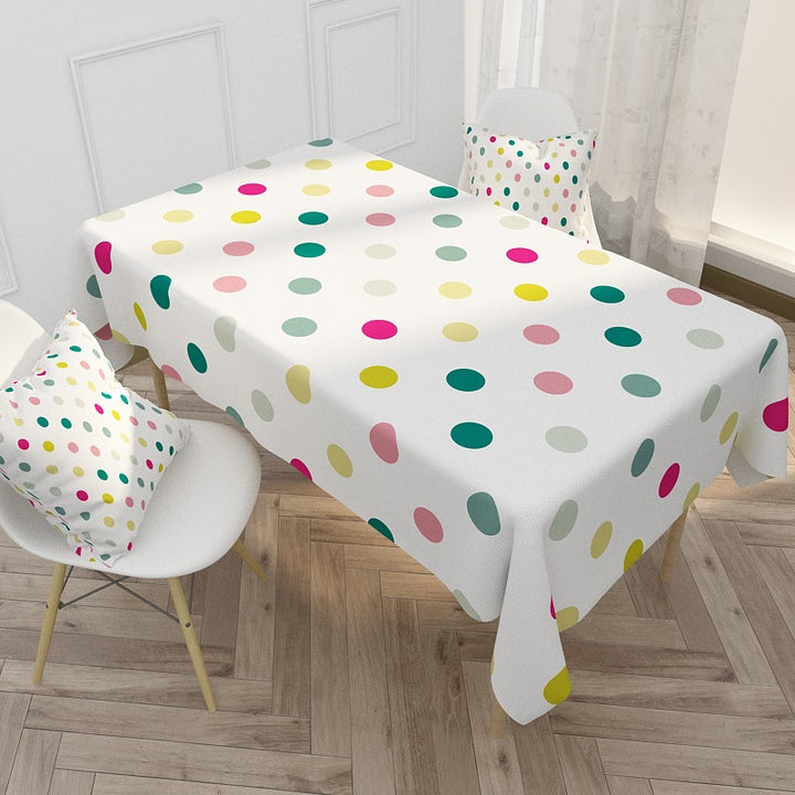Festive Printed Waterproof Polyester Holiday Rectangular Tablecloth and Cushion Cover Set
