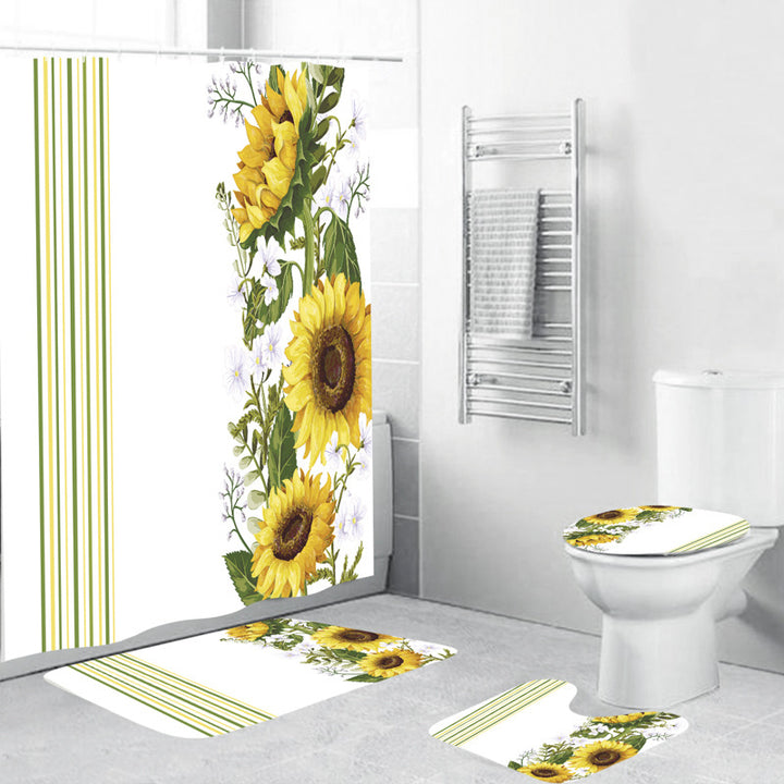 Floral Shower Curtain and Mat Set Bowlift