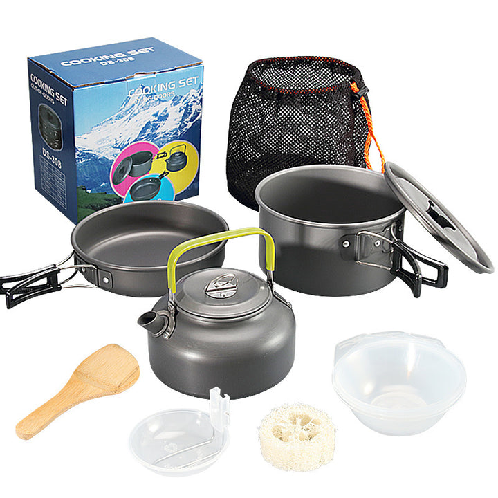 lightweight collapsible camping cookware kit with nonstick anodized pots pan kettle and folding handles Bowlift