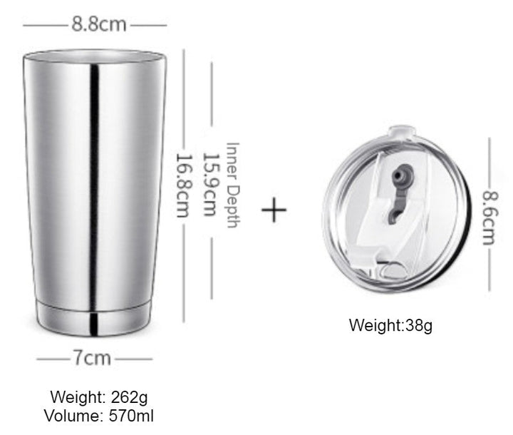 BowLift | Stainless Steel Vacuum Insulation Travel Mug with Reusable Straw and Crystal Clear Lid, for Water, Coffee, Cold and Hot Beverage