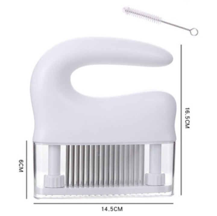 BowLift | 48-pin Stainless Steel Meat Tenderizer, with Cleaning Brush, Comfortable Grip and Easy to Clean Design, for Steak, Chicken, Fish and Pork
