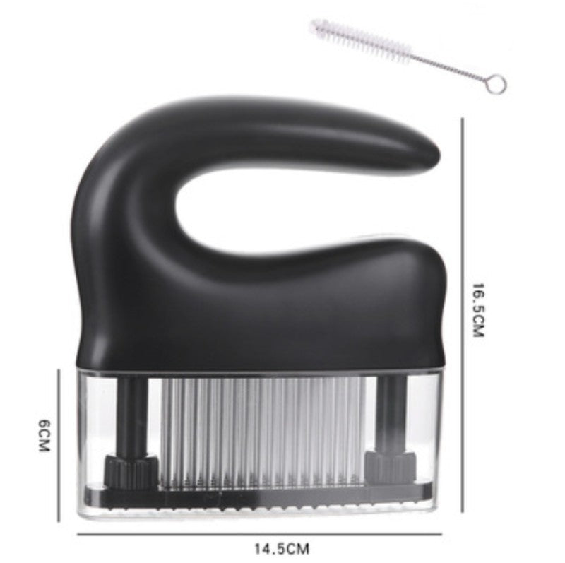BowLift | 48-pin Stainless Steel Meat Tenderizer, with Cleaning Brush, Comfortable Grip and Easy to Clean Design, for Steak, Chicken, Fish and Pork