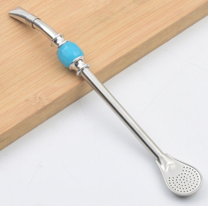 BowLift | Stainless Steel Reusable Drinking Straws with Filter Spoon, with Storage Box & Cleaning Brush