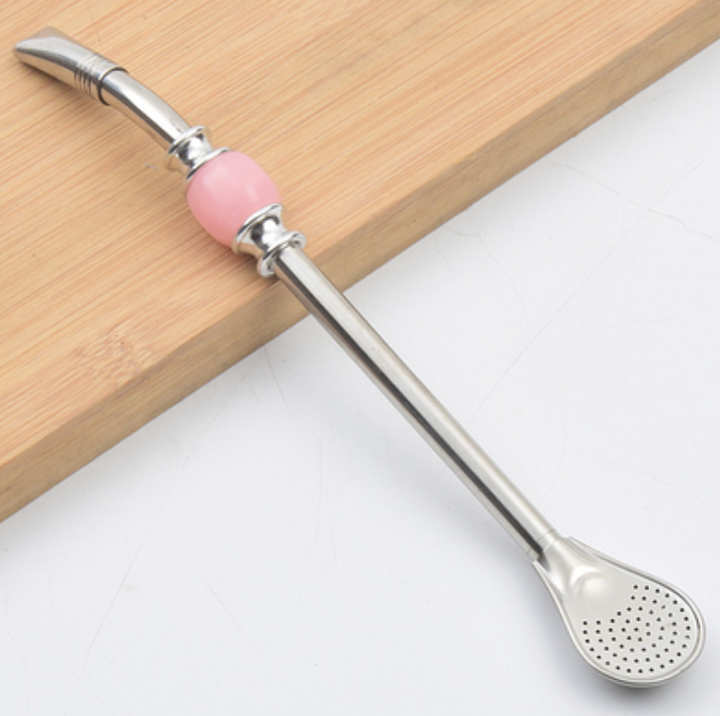 BowLift | Stainless Steel Reusable Drinking Straws with Filter Spoon, with Storage Box & Cleaning Brush