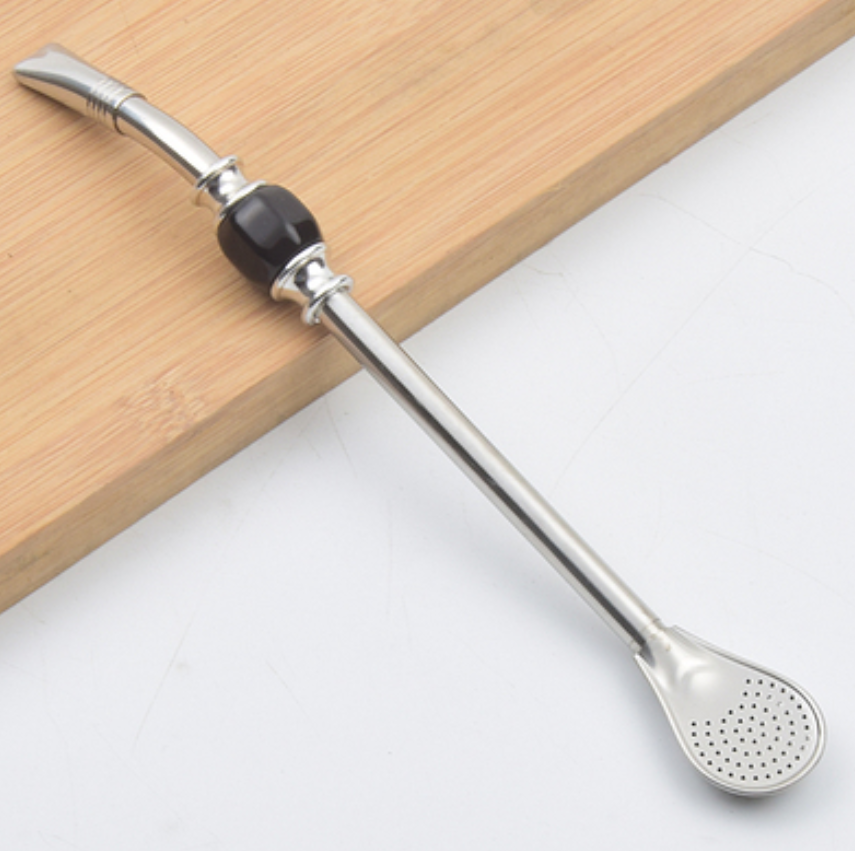 BowLift | Stainless Steel Reusable Drinking Straws with Filter Spoon, with Storage Box & Cleaning Brush