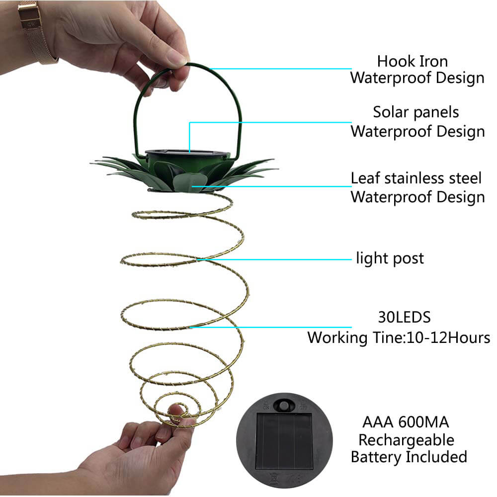 BowLift | Solar Pineapple Iron Lantern LED Copper Wire Outdoor Waterproof Garden Decorative Hanging Lights