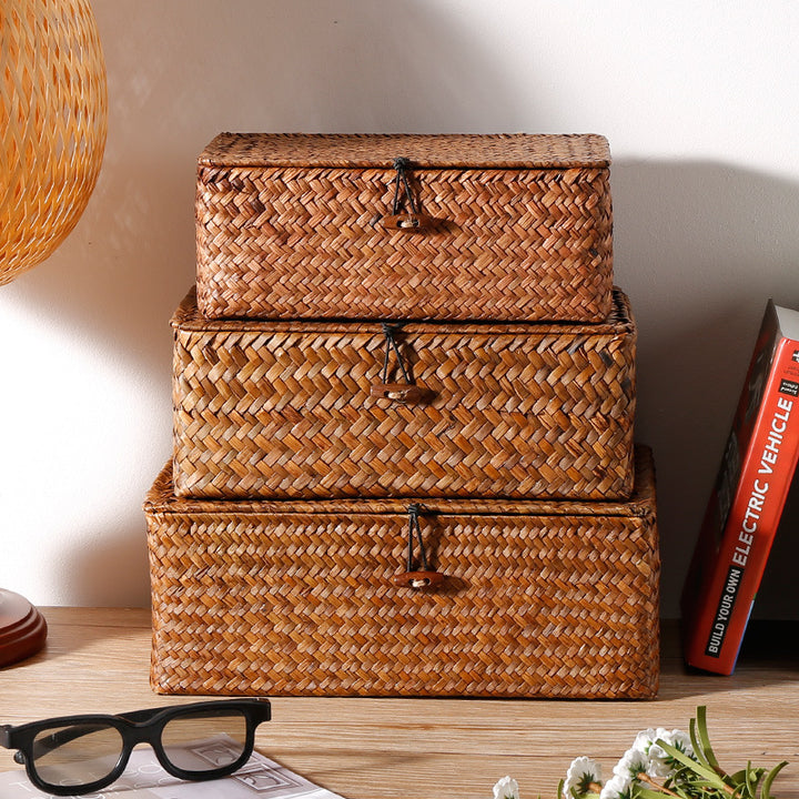 Handwoven Storage Box with Lid Bowlift