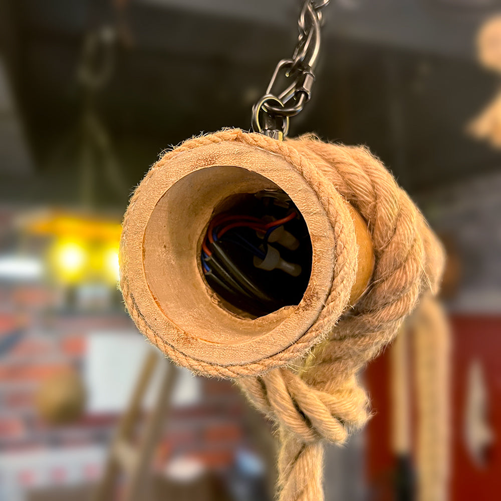 BowLift | AlessioGlow - Luxury Retro Wood and Metal Pendant Light