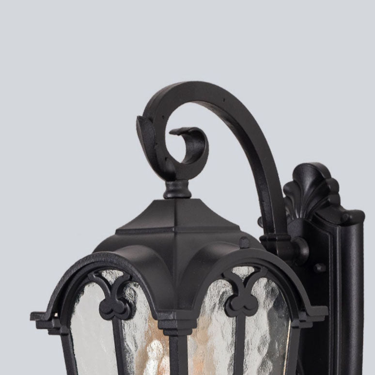 Traditional European Quadrilateral Window Shape Aluminum Glass 1-Light Wall Sconce Lamp For Outdoor Patio | Bowlift