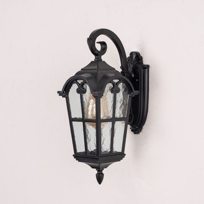 Traditional European Quadrilateral Window Shape Aluminum Glass 1-Light Wall Sconce Lamp For Outdoor Patio | Bowlift