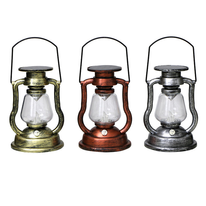 Antique-Inspired Solar LED Lantern With Glass Globe And Metal Handle Bowlift