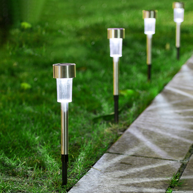 Modern Minimalist Waterproof Solar Cylinder Plastic Stainless Steel LED Landscape Light For Garden | Bowlift