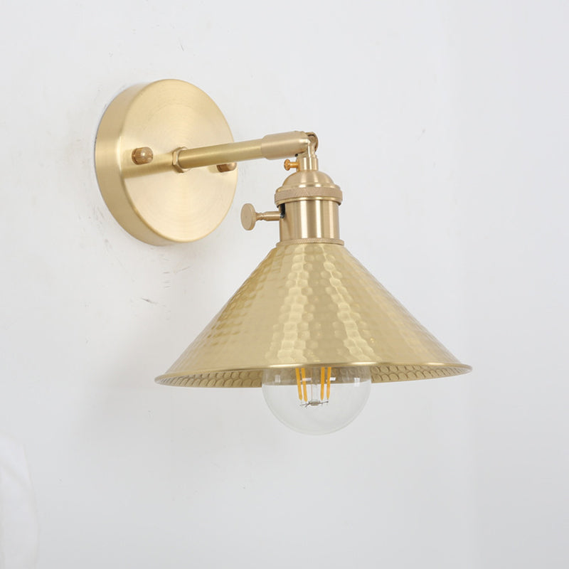 BowLift | 1 Light Cone Wall Lighting Ideas Industrial Brass Metal Wall Mounted Lamp for Nightstand