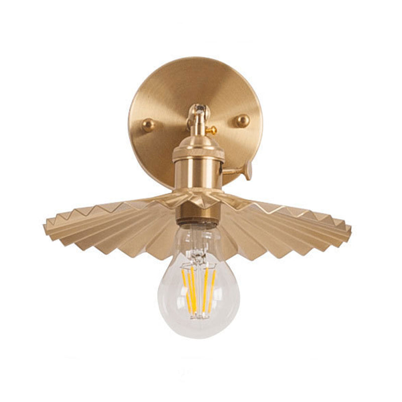 BowLift | 1 Light Cone Wall Lighting Ideas Industrial Brass Metal Wall Mounted Lamp for Nightstand