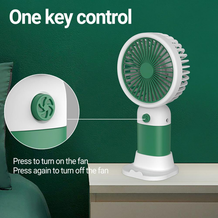 MTech Portable Handheld Fan – Strong Wind, Noiseless, Rechargeable Mini Fan With Base | Bowlift