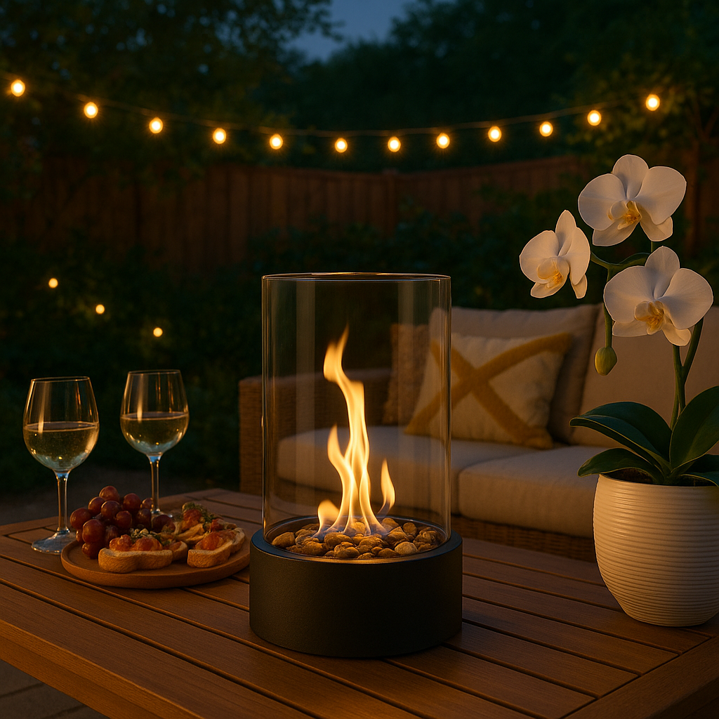 BowLift | Warmth without scent in an elegant, portable tabletop fireplace