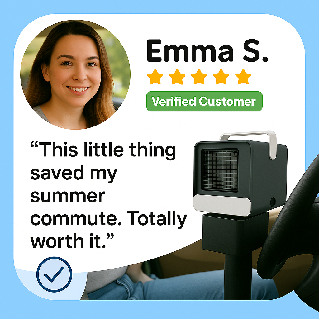 BowLift | Portable Mini Air Conditioner | Ultra-Portable Car AC System, Quiet 4-Blade Design & Ideal for Home, Office, and Travel Use