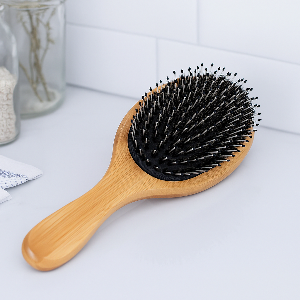 Anti-Frizz Scalp Massage – Natural Dual Bristles – Smooth Healthy Hair Bowlift