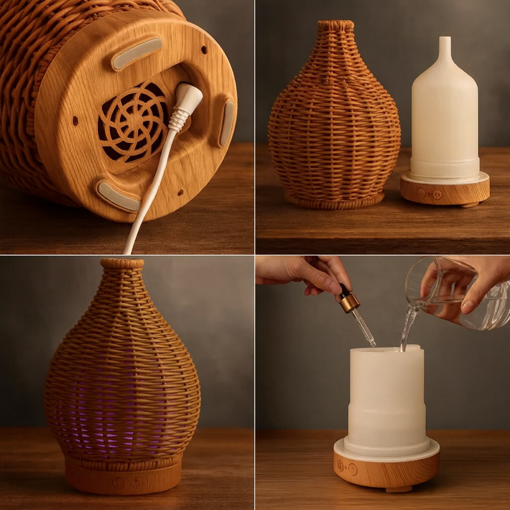 Oil Diffuser – Dry-Air Relief for Bedroom & Nursery – Quiet USB 5 V – 80 ml Stylish Vase Design Bowlift