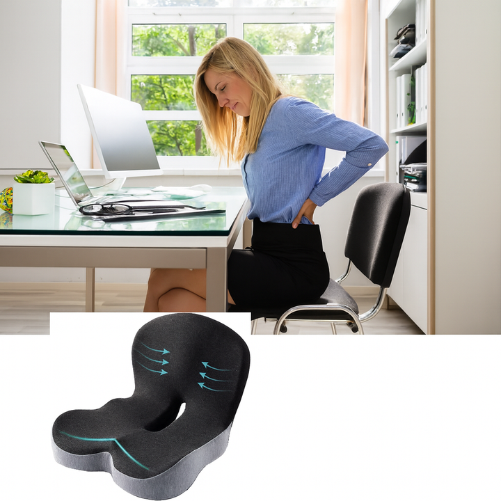 Lumbar & Coccyx Pain Relief – Memory Foam Non-Slip Support – Office Car Home Use Bowlift
