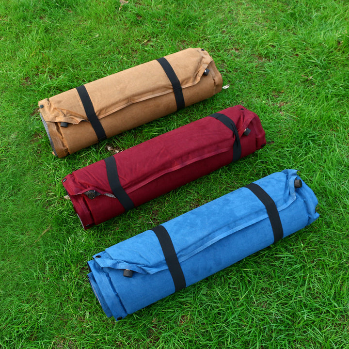 full-length camping sleeping pad with heavy-duty canvas cover and reinforced snap grommets Bowlift
